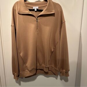 NWOT Classic Camel Zip-Up Sweatshirt feels buttery soft with pockets